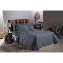 Ensemble De Literie De Couvre-lit En Cuivre Pour Lit Double Standard + Jeu Complet De 4 Pièces De Draps De Lit - Gris - Voir 1