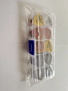 20入組啞面防滑木質吉他拍片,6厚度隨機顏色0.58/0.71/0.81/0.96/1.20/1.50毫米,附拍片盒儲存 - 彩色 - 查看 6