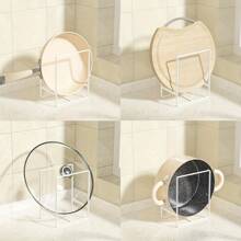 1pc White Metal Plate & Bowl & Dish Storage Rack, Drain Rack, Kitchen Dish Organizer, For Countertop & Cabinet