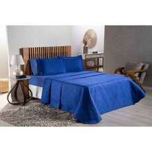 Doppelbett Steppdecken-set + 4-teiliges Bettwäsche-set - Königsblau - Übersicht 1