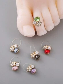 1pc Zinc Alloy & Crystal Flower Shaped Invisible Ring For Women, Daily Wear - Purple - View 2