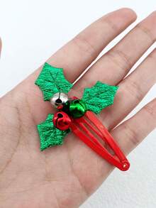 2 kẹp tóc hình chuông và cỏ ba lá 6,8cm dành cho nữ, thích hợp sử dụng cho dịp Giáng sinh, phụ kiện tóc - Nhiều màu - Xem 4