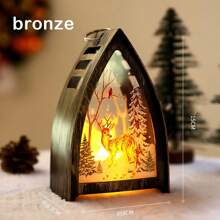 2入組銅色聖誕燈籠燈,聖誕節裝飾無火蠟燭燈,風力燈籠家庭花園裝飾led燈,窗戶裝飾聖誕樹吊飾,適用於桌上、戶外、派對(電池供電)