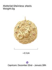 Uma das 12 peças de encantos de constelação do zodíaco para material de pingente de joias, suprimentos de cor dourada DIY para colar, pulseira, brincos e acessórios de joias, material de aço inoxidável que não é fácil de perder a cor - Ouro amarelo - Visão 11