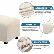 H.VERSAILTEX Ottoman Cover Slipcover Rectangle Fit Footrest Sofa Slipcovers Stool Cover Footstool Protector Covers Feature Stretch Thick Soft Jacquard Fabric Removable Washable - 自然的 - 查看 2