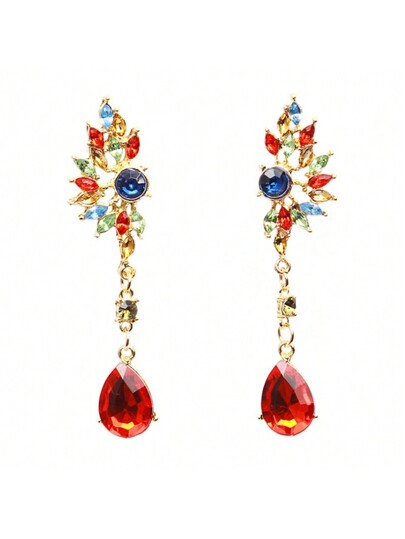 Red gemstone earrings hotsell