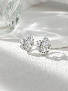 1pair Elegant Colored Drop Shape Diamond Circle Earrings, Suitable For Women's Daily Wear - Multicolor - View 11