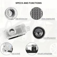 YANF 4入組汽車門迎賓燈led標誌投影燈,適用於audi A3 A4 B8 8p 8v A6 C7 A5 Q5 B7 B6 B9 Sline Quattro Rs Q3 Q7 S4 S5 S6車款,車輛造型款式。 - 投影燈 - 查看 8