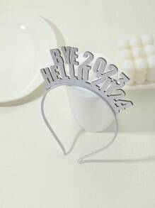 New Year Hair Accessory, Silver Glitter 'bye 2023 Hello 2024' Letter Hair Hoop