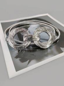 1 件金屬銀色女用彈性腰鍊腰帶,適合洋裝、外套