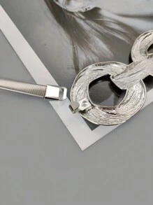 1 件金屬銀色女用彈性腰鍊腰帶,適合洋裝、外套