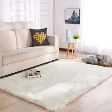 1塊長絨毛地墊,適用於臥室,客廳,榻榻米,防塵,大面積,全覆蓋,腳墊 - 白色 - 查看 2