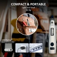 無線旋轉工具,3.7v 鋰離子 Mrt22dc 迷你旋轉多功能工具套件,帶變速,40 件配件套裝,電動旋轉 Diy 研磨機,用於拋光、清潔和雕刻 - 白色 - 查看 6