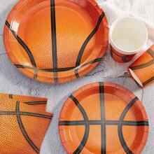 篮球派对用品 - 一次性篮球餐具套装，餐巾纸，纸盘，篮球派对用品，生日装饰，运动派对主题装饰，圣诞节 - 彩色 - 查看 4