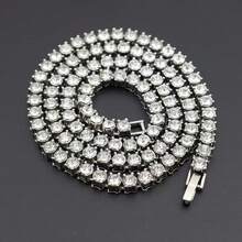 Richspirit男女全鉆石網球鏈,鎖扣項鍊,奢華鑽石毛衣鏈,街頭風格單排男士網球鏈