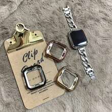 1入組TPU手錶保護殼，方孔設計，適用於Apple Watch系列8/7/6/5/4/Se/3/2/1，鍍金半覆蓋式保護殼（只售殼體） - 銀色 - 查看 3
