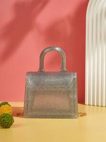 時尚單手柄迷你鏈條裝飾斜背包,可愛手提袋,禮品袋 - 銀色 - 查看 4