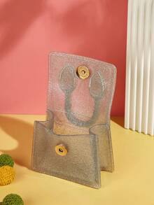 時尚單手柄迷你鏈條裝飾斜背包,可愛手提袋,禮品袋 - 銀色 - 查看 5