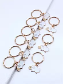 9 件裝搪瓷卡通羊吊飾鑰匙圈 適合 Diy 裝飾 - 白色 - 查看 1