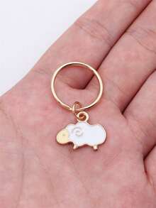 9 件裝搪瓷卡通羊吊飾鑰匙圈 適合 Diy 裝飾 - 白色 - 查看 3