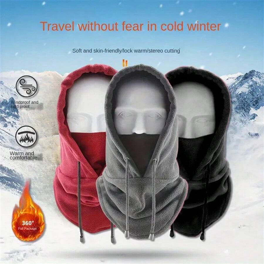 1件防風保暖套頭帽子,適用於戶外騎行、滑雪、冬季運動