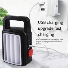 太陽能戶外露營燈,帶可充電電池,帳篷led工作燈,便攜緊急照明裝置,適用於露營/徒步旅行 - 黑色 - 查看 4