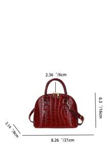 复古贝壳形女士手提包，适合单肩或斜挎，时尚勃艮第红包