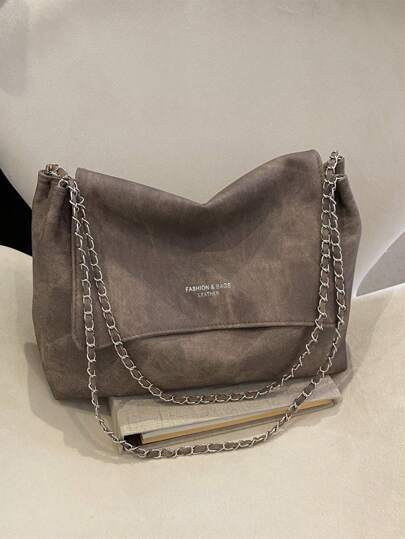 1 pièce Sac à bandoulière carré vintage minimaliste avec chaîne en métal, convient pour un usage casual et professionnel pour femmes