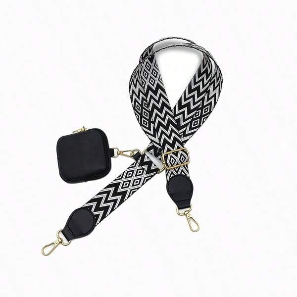 Set de 1 correa ajustable para el hombro con 1 monedero adjunto, mini bolso cruzado para monedas, lápiz labial, llaves, accesorio de correa DIY