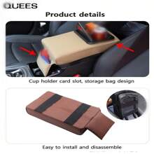 Quees Car Center Console Armrest Pad&Bracket With Storage Box And Cup Holder - Beige - View 9