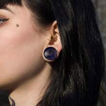 2PCS Galaxy Planet Series Glass Ear Plugs Gauges Expanders Tunnels Ear Piercing Jewelry Set - Purple - View 3