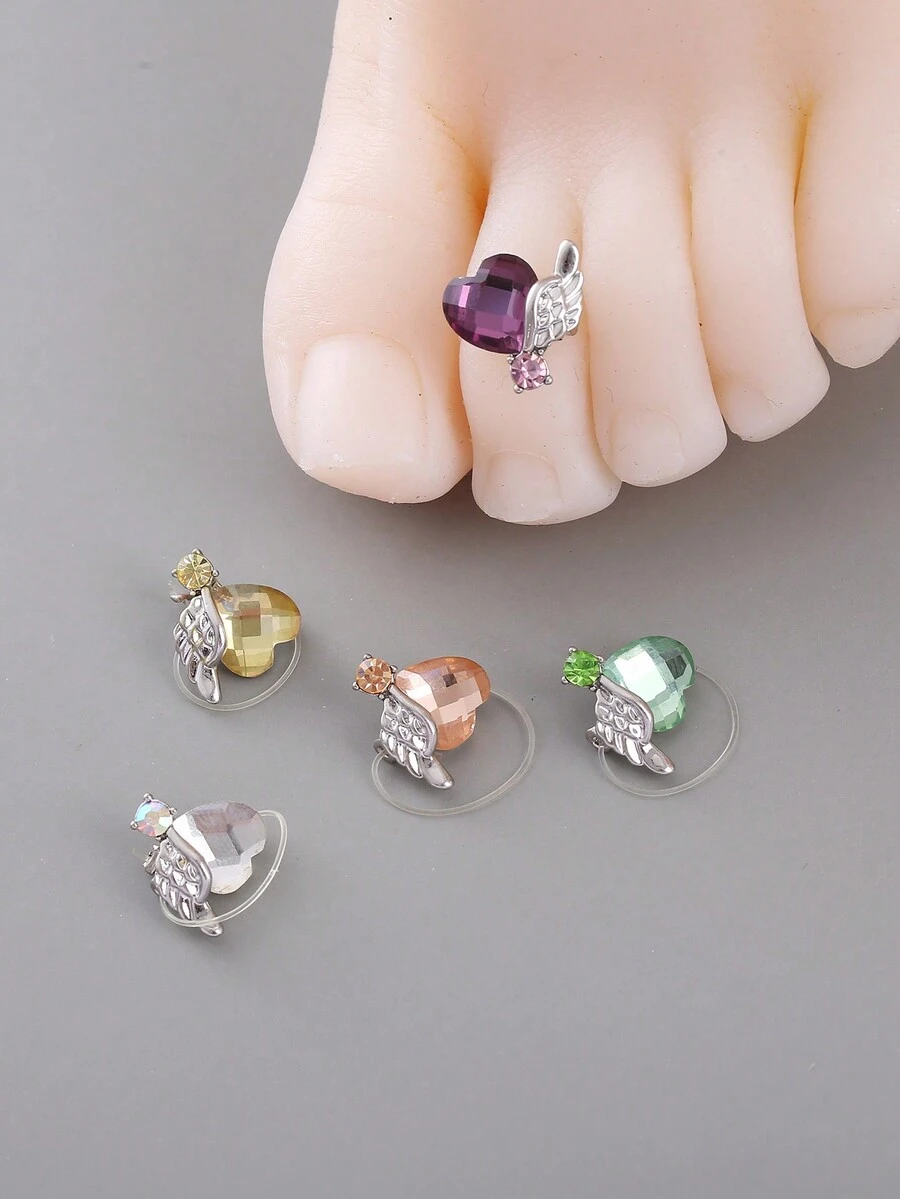 1pc Invisible Ring Band Zinc Alloy Angel Heart Shaped Women's Toe Ring For Daily Wear - Purple - View 1