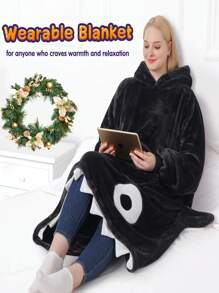 1入pc鯊魚連帽毯子,鯊魚毯子送禮給女性男性和青少年的禮物,有趣的毯子是有趣的禮物,動物帽毯鯊魚禮物適用於鯊魚愛好者