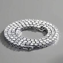 Richspirit男女全鉆石網球鏈,鎖扣項鍊,奢華鑽石毛衣鏈,街頭風格單排男士網球鏈