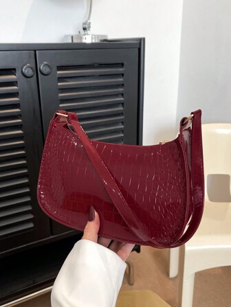 1 pièce Sac à bandoulière à fermeture éclair embossé de couleur unie pour femmes, sac à fermeture éclair vintage tendance, sac à main décontracté et imperméable convenant aux adolescentes, étudiantes et employées de bureau - sac de travail idéal pour femmes