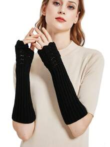 1pc Winter Warm Knit Long Arm Fingerless Mittens For Outdoor Sports - Grey - View 2