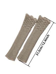 1pc Winter Warm Knit Long Arm Fingerless Mittens For Outdoor Sports - Grey - View 5