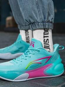 Mới Thời trang Vợ chồng Giày bóng rổ Với Chống trượt & Giảm xóc Tính năng Đối với Nam Cạnh tranh Thể thao , Đế cao su , Trắng - Màu xanh Bạc hà - Xem 5