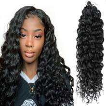 海洋波浪钩针编织发 20 英寸黑色夏威夷卷发编织发深波浪扭结钩针编织发湿发波浪编织接发女士海滩卷发（20 英寸，1 包，1 支） - 黑色 - 查看 1