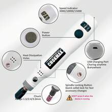 無線旋轉工具,3.7v 鋰離子 Mrt22dc 迷你旋轉多功能工具套件,帶變速,40 件配件套裝,電動旋轉 Diy 研磨機,用於拋光、清潔和雕刻 - 白色 - 查看 2