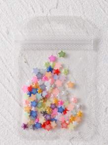 100pcs/Pack Y2K Pearl Star Mini Colorful Mixed Nail Art Accessories DIY Simple Flat Bottom Pentagram 3D Acrylic Solid Color Women's Casual Art Nail Accessories Nail Charms Nail Gems Nail Supplies