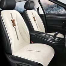 1pc Warm Plush Car Seat Cushion  Cartoon Bear Pattern  Single Seat Cushion - Beige - View 2