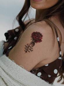 20pcs Colorful Butterfly & Flower Compressed Design Water-resistant Realistic Temporary Tattoo Stickers For Shoulder, Neck, Clavicle, Hand - Multicolor - View 3