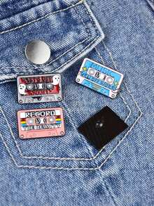 4 件/套時尚卡通鋅合金磁帶裝飾胸針適合日常佩戴