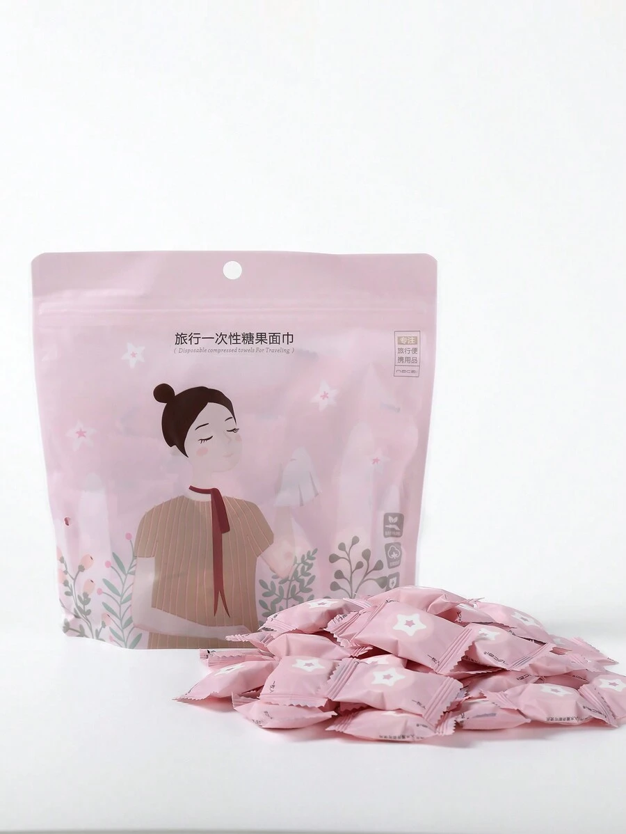 50入組旅行專用壓縮毛巾,男女適用便攜式一次性面部清潔濕巾