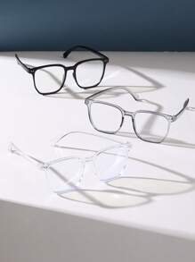 3入組方形框架時尚黑色透明眼鏡,適用於女性閱讀眼部保護日常配件 - 彩色 - 查看 4