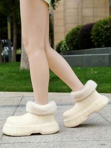 Eva 女士冬季防水拖鞋厚底保暖内衬加厚女式雪地靴冬季短鞋冬季 - 白色 - 查看 6