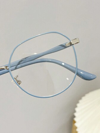 1 件女士圆框透明镜片眼镜，防眼疲劳，适合办公室、学生、电脑、电视、游戏、智能手机使用