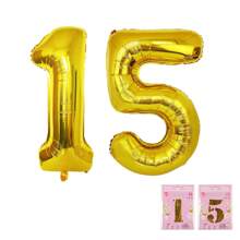 2入組(紙卡)32吋大號氣球,鋁箔氣球,生日派對用品裝飾品,金色數字氣球生日週年派對裝飾品,派對裝飾佈置道具