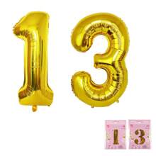 2入組(紙卡)32吋大號氣球,鋁箔氣球,生日派對用品裝飾品,金色數字氣球生日週年派對裝飾品,派對裝飾佈置道具
